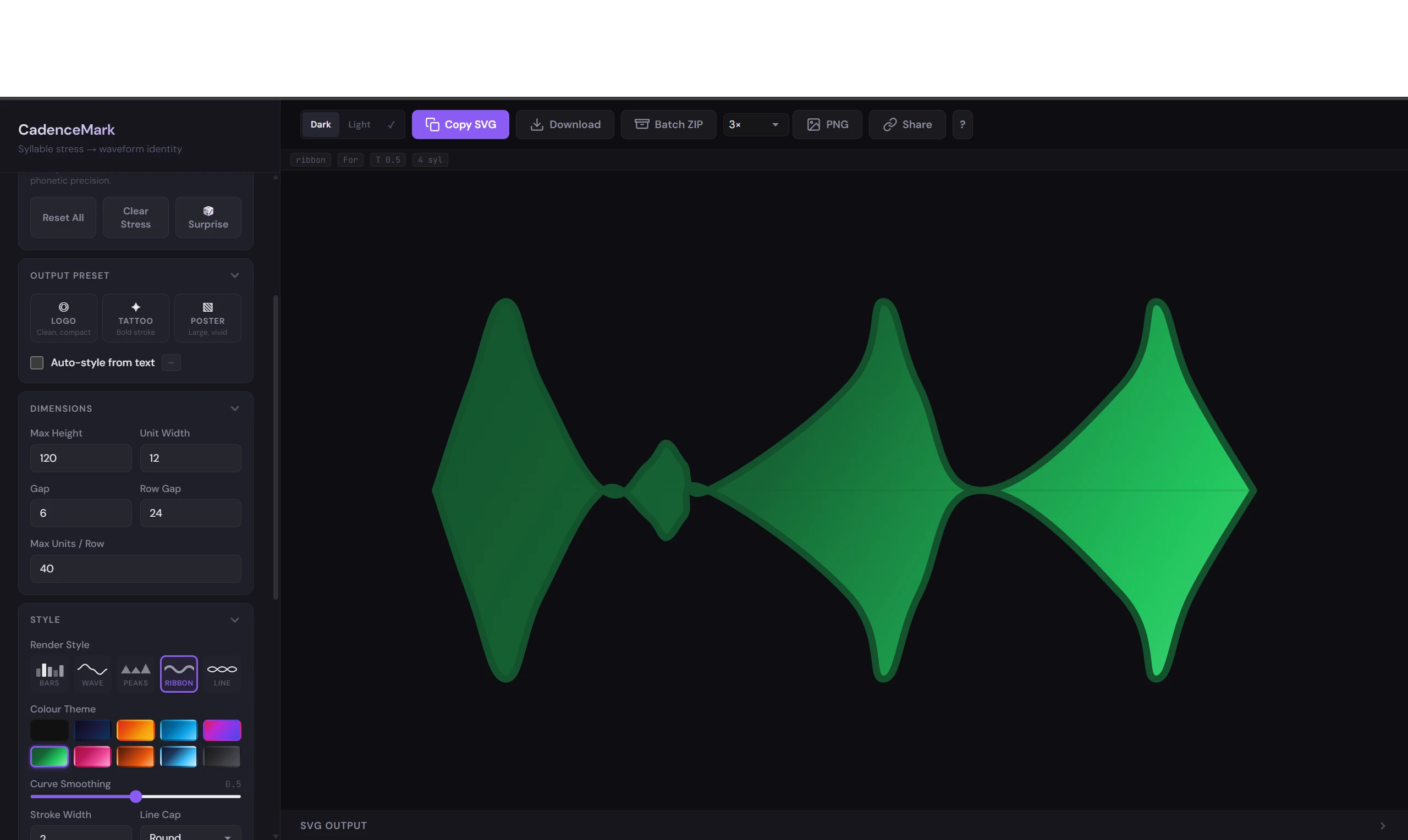 Screenshot of CadenceMark tool