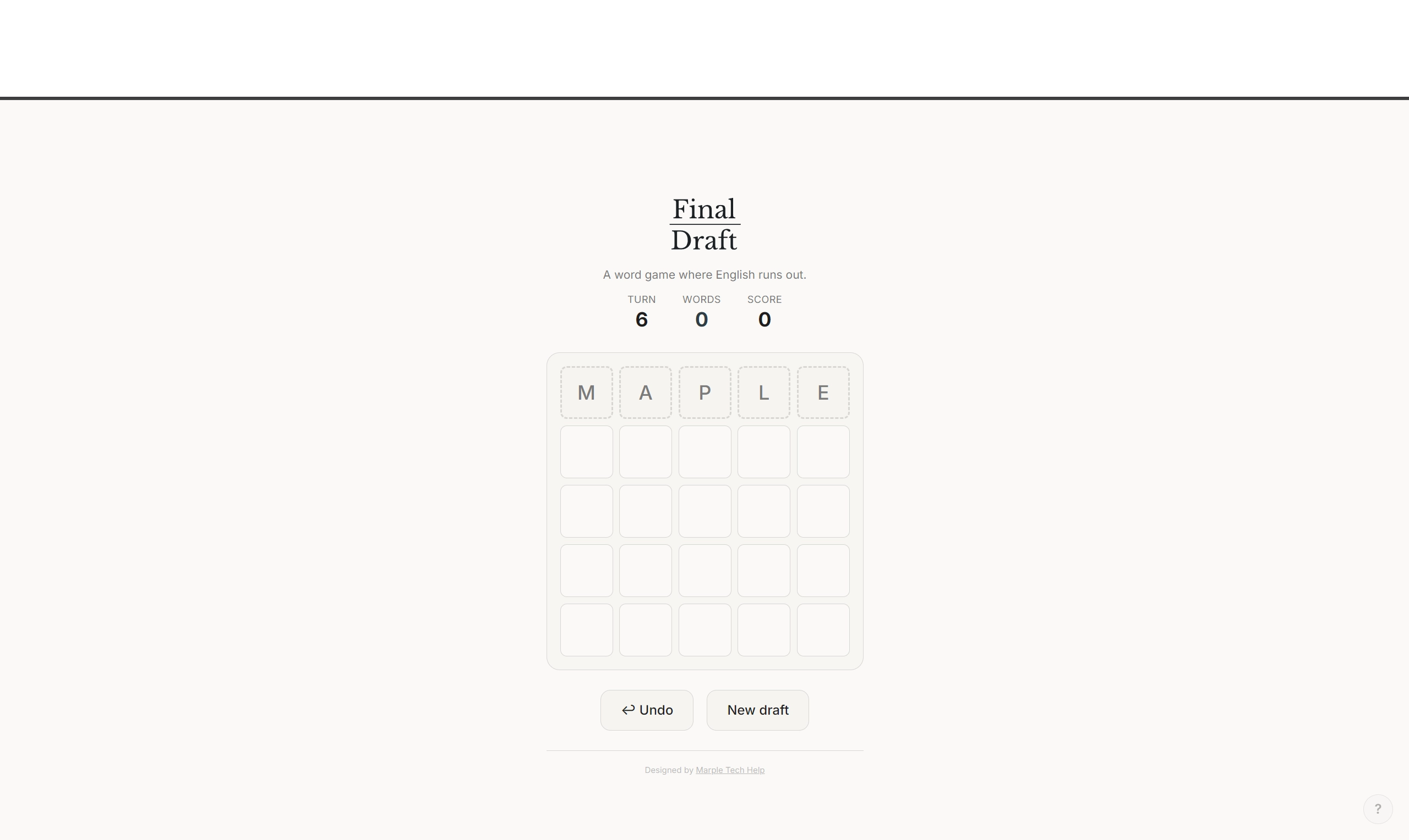 Screenshot of Final Draft game