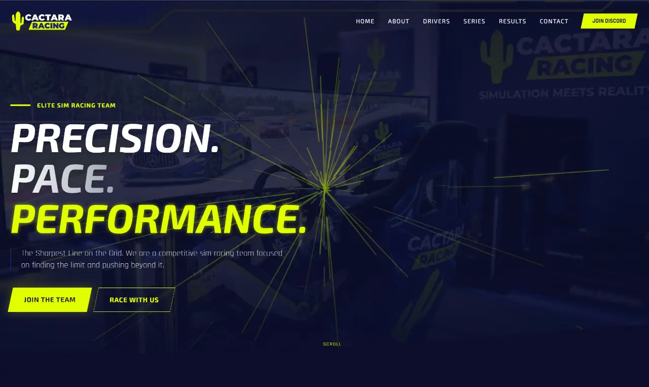 Cactara Racing website homepage